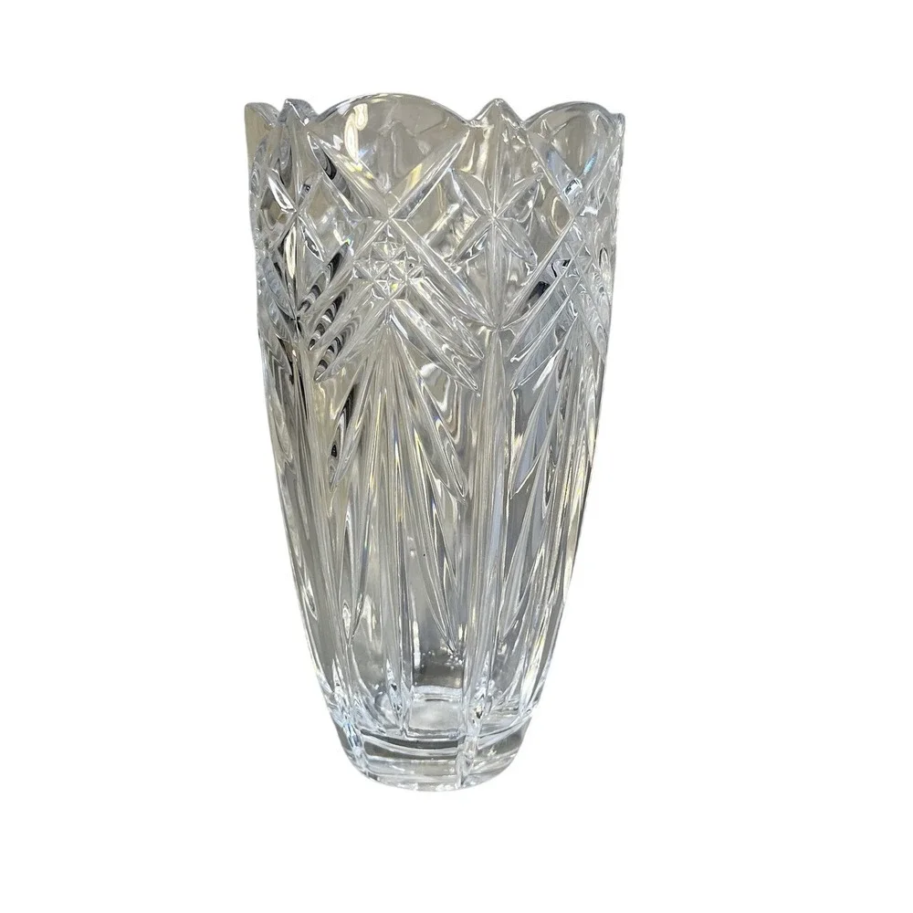 Mikasa Crystal Vase Adults OSFM Clear NEW Geometric Faceted Centerpiece